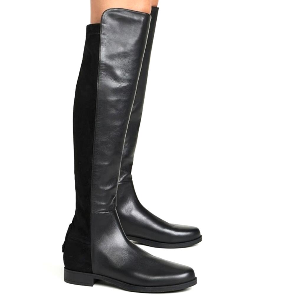 Larroude Bergen Black Over-The-Knee Boot Size 7.5M N-Calf Leather Block Heel New